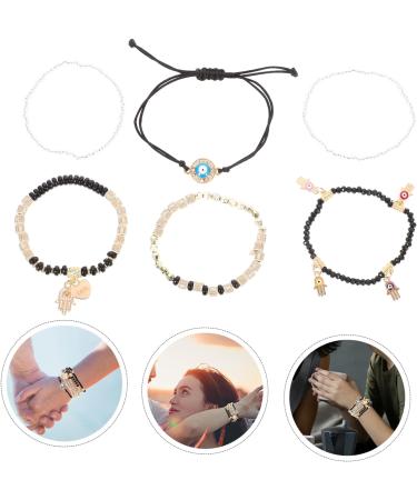 DIYEAH 6pcs Beaded Bracelet The Gift Trendy Gifts Lockets Boho Gifts Boho Decor Handmade Bracelet Vintage Bracelet Charm Bracelets Portable Combination Accessories Decorate Travel Pendant 6.50X6.50X0.50CM Black - Buy Online on GoSupps.com