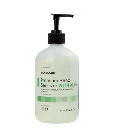 McKesson Hand Sanitizer with Aloe, 18 oz Pump Bottle – 70% Ethyl Alcohol, Spring Water Scent, No-Rinse Gel with Vitamin E and Moisturizers, Medical-Grade Sanitizer