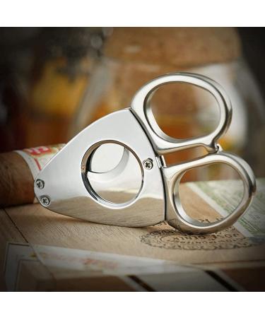 Cigar Cutter Accessories Double Edge Cigar Krupp Stainless Steel Cigar Scissors Portable Multi-Function Cigar Sharp and Smooth(Silver) - Buy Online on GoSupps.com