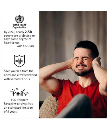 Focus Noise-Reducing Ear Plugs for Sleep | Reusable Soft Silicone for Snoring & Hearing Protection | 4 Sizes XS/S/M/L - Black - Pack of 1 - Buy Online on GoSupps.com