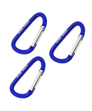 Scuba Choice Boat Marine Clip Aluminum Safety Spring Hook Carabineer (3-Pack), 2-5/8", Blue