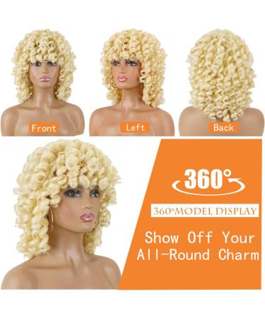 PHOENIXFLY Short Loose Curly Wig | Heat Resistant Synthetic Afro Wig for Women | Blonde/613 - Buy Online on GoSupps.com
