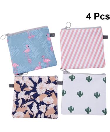 4 Pack Sanitary Napkin Bags for Women & Girls - Cactus Flamingo Stripe Designs - Multicolor Collection - Buy Online on GoSupps.com