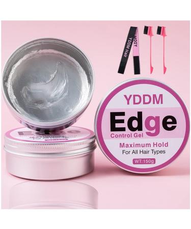 YDDM Edge Control & Braiding Gel Edge Control for Black Hair Strong Hold Non-Greasy Hair Gel for Black Women Non Flake Edges Gel Hair Edge Control(5.3oz+ edge control brush 2Pcs+Smooth Edge Band)