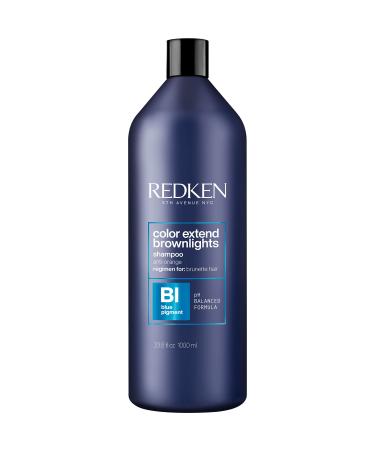 Redken Color Extend Brownlights Blue Toning Shampoo | For Natural & Color-Treated Brunettes | Neutralizes Brass In Brown Hair | Sulfate-Free | 33.8 Fl Oz