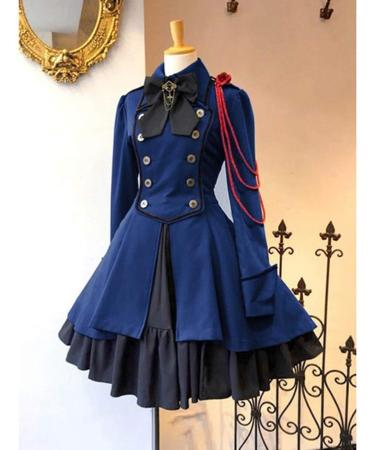 Vintage Princess Court Patchwork Gothic Dress Fashion Women Collar Women's Dress Gothic Clothing for Juniors Blue 4X-Large - Buy Online on GoSupps.com