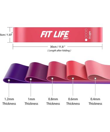 Fit Life Sport Resistance Band Set Skin-Friendly Fitness Exercise Loop Bands with 5 Resistance Levels Free Carrying Case Home Gym Yoga Pink - Buy Online on GoSupps.com