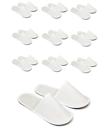 CHOCHILI 10 Pairs Fabric Packed Economy Disposable Hotel Slippers for Airbnb Spa Salon Party Wedding Guests - Fits up to Adult US Men Size 10 & Women Size 11 White
