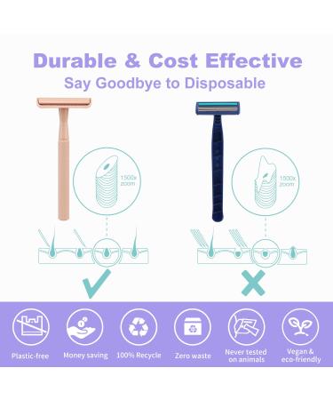 Reusable Double Edge Safety Razor for Women - Includes 5 Platinum Coated Blades | Travel Essentials for Effortless Shaving in Beige - Buy Online on GoSupps.com