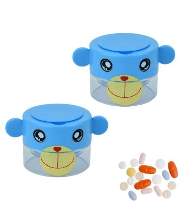 2 Pcs Pill Crusher and Grinder Professional Pill Pulverizer Tablet Crusher for Pills Vitamins Tablets Elderly Children Pets (Blue Bear)