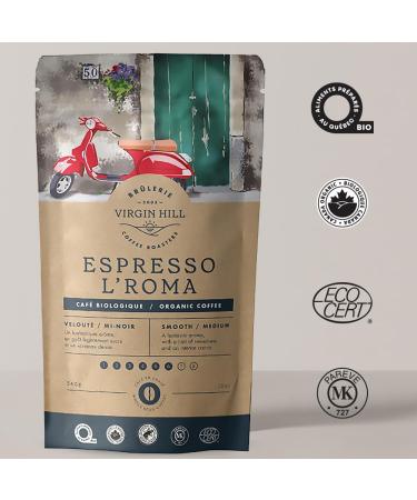 Virgin Hill Coffee - Organic Espresso L'Roma - Smooth Intensity & Medium Roast - Three Quarters of a Pound of High-Grade Coffee Beans - 12oz / 340 grams Whole Bean 12oz. / 340 grams - Buy Online on GoSupps.com