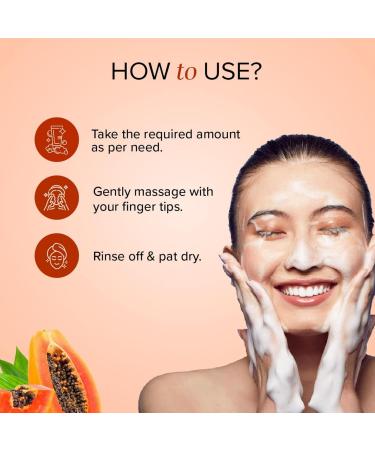 Natural Papaya Face Wash | Brightens & Promotes Healthy Skin | Reduces Dark Spots & Blemishes | SLS Paraben Free | All Skin Types | 100ml - Buy Online on GoSupps.com