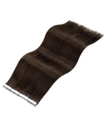 Laavoo Real Hair Tape Extensions #4 Dark Brown - 55cm 50g 20PCs - Invisible Brown Hair Extensions - Buy Online on GoSupps.com