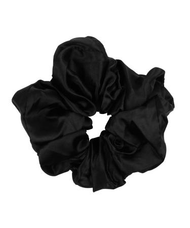 YEEPSYS Satin Scrunchy Large Scrunchies for Hair Elastic Satin ponytail Holders Satin Scrunchies For Women Soft Hair Care (L Black)