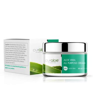 Curaloe Aloe Vera All Purpose Cream Contains 65% Pure Organic Aloe Vera Gel | Face Skin and Body Care | Moisturizing Beauty Lotion | Soothes and Repairs Naturally | Anti-Aging & Anti-Wrinkle