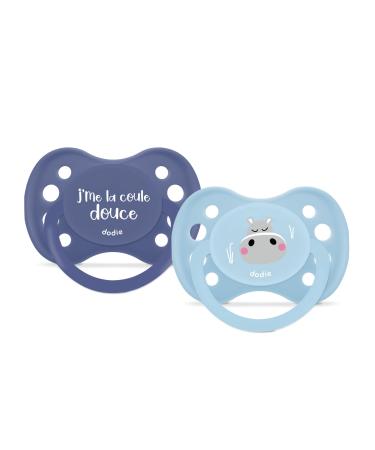 DODIE Anatomical Pacifier 6 Months BPA Free Durable Blue Boys Hippo 2 Pack