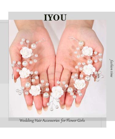 IYOU Princess Communion Headpiece Flower White Headband Pearl Hair Vine Bridal Wedding Hair Accessories for Flower Girls - Buy Online on GoSupps.com