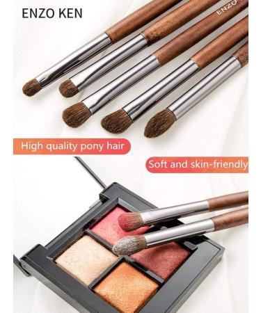 Natural Pony Hair Eyeshadow Brush Set with Travel Bag | Enzo Ken | Horse Hair Makeup Brushes for Eyebrows Eyeliner Contouring & Smoky Eyes | E200 - Buy Online on GoSupps.com