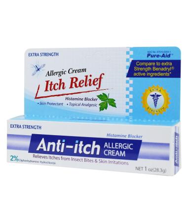 Pure-Aid Anti-Itch Allergic Cream - 1oz (2 Pack) | Soothes Skin Irritation & Allergies - Buy Online on GoSupps.com
