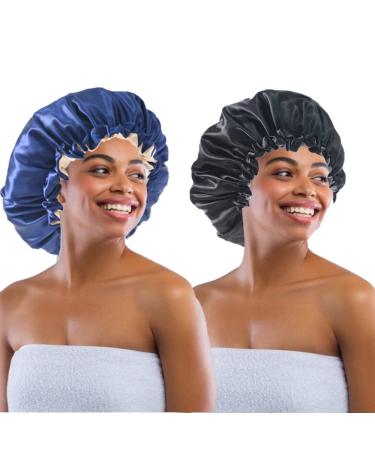 Silk Satin Bonnet for Women - Pink Extra Large Caps for Long Frizzy Curly Dreadlock Braid Hair Black 1 Piece Dark Blue 1 Piece