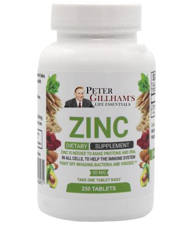 Peter Gillham's Life Essentials Zinc Tablets Immune System Support 50mg 250 Tablets