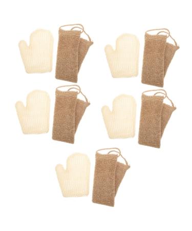 Beavorty 5 Sets sisal Bath Set Dead Skin Remover exfoliating mitt exfoliator washcloth Body Scrub Towel Back Scrubber Body Towel Back Shower Scrubber South Korea Man Jute Spa