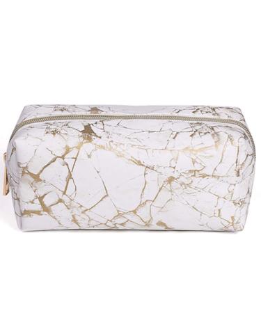 Xinlie Marble Pattern PU Leather Travel Makeup Bag - Stylish Cosmetic Pouch for Home & Vacation - Buy Online on GoSupps.com