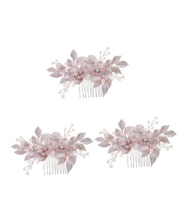 Beaupretty Comb bride wedding tiara wedding Crystal hair comb bridal flower hair combs rhinestone pearl hair comb rhinestone pearl side comb flower girl bridesmaid Zinc alloy rose Gold