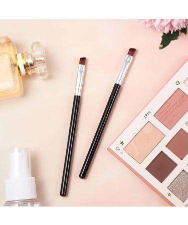 Angled Eyeliner Brush Set - Slanted Flat Angle Eye Liner & Eyebrow Brush Duo for Precision Makeup Application - Synthetic Bristles for Gel, Powder, Liquid, Cream Liners - Black - Buy Online on GoSupps.com