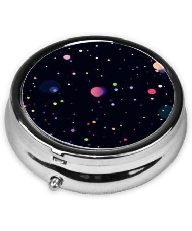 Colored Dots Portable Metal Pill Box - Round Mini 3-Compartment Travel Essential with Hinged Fastening Ideal for Small Pills - Black - Buy Online on GoSupps.com