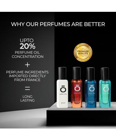 UPS.ILON Luxury Man Perfume Gift Set 4 x 20 ml for Men with Shooting Star Wild Blue Golden Sand and Star Perfume | Long Lasting EDP Fragrance Scent - Buy Online on GoSupps.com