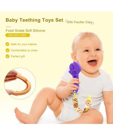 Silicone Teething Toys for Babies 0-12 Months | Baby Teethers to Soothe Sore Gums | Chew Toys for Baby Boys - Buy Online on GoSupps.com
