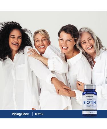 Piping Rock Biotin 5000mcg | 240 Tablets | Beauty Vitamin Supplement | Vegetarian Non-GMO Gluten Free - Buy Online on GoSupps.com