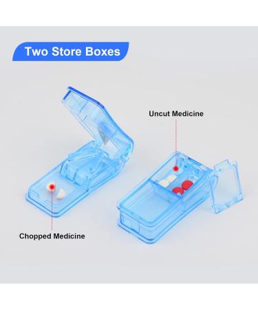 Pill Cutter 2-in-1 Portable Splitter with Blade & Storage - Grey + Blue - Buy Online on GoSupps.com