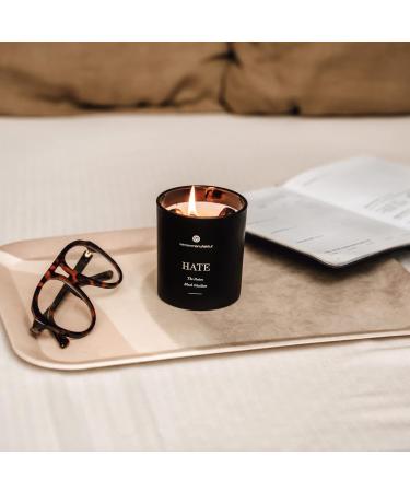 Candle Factory Hate Scented Candle | 220g Soy Wax Crystal Candle with Black Obsidian | Vegan Grapefruit Pepper & Cedar Fragrance in Glass - Buy Online on GoSupps.com