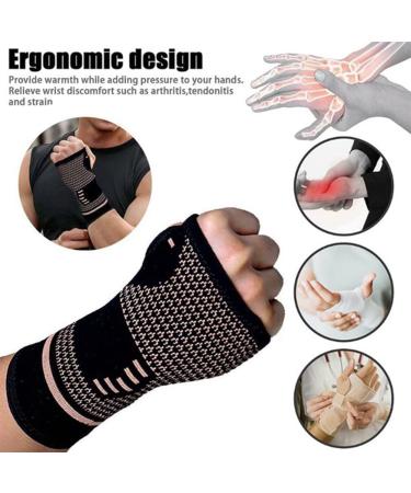 Faddare Copper Infused Wrist Support Sleeves - 1 Pair for Injury Recovery & Arthritis Relief (Left & Right Hand - Buy Online on GoSupps.com