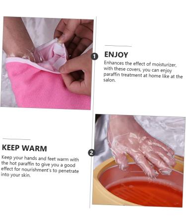 Housoutil 1 Set Hand and Foot Care Set Paraffin Bath Liners Bath Accessories Soothing Skin Warmer Japanese Hair Stick Sand off Mitt Pink Work Scrub Spa Plastic Gloves (foot Covers) 17.5x6cm Pink - Buy Online on GoSupps.com