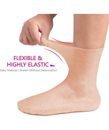 Silicone Moisturizing Gel Heel Socks - Anti-Slip Spa Socks for Dry Cracked Feet - Skin Care Men's Women's Soft Long Moisturizing Socks - Non Slip Dots - SEBS Material with Vitamin - Skin L (40-44) - Buy Online on GoSupps.com