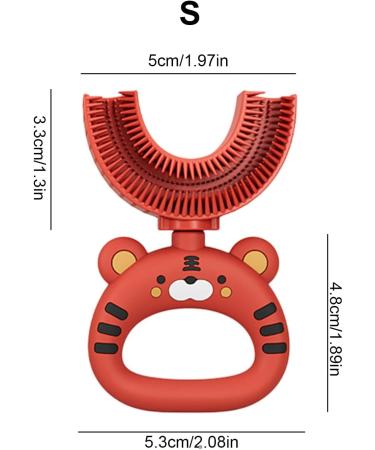 U-Shaped Children's Toothbrush - Cartoon Tiger Design Soft Silicone Brush Head Extra Soft for Whole Mouth Cleaning & Training | Shop Now! - Buy Online on GoSupps.com