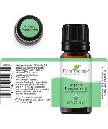 Plant Therapy Organic Peppermint Essential Oil 10mL - USDA Certified, 100% Pure & Undiluted - Natural Aromatherapy for Therapeutic Benefits - Buy Online on GoSupps.com