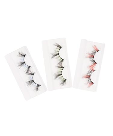 POPETPOP 3 Pairs False Lashes Fake Lashes for Party Cosplay Fake Lashes Colored Lashes Colored Fake Lashes Imitation Eyelash Set