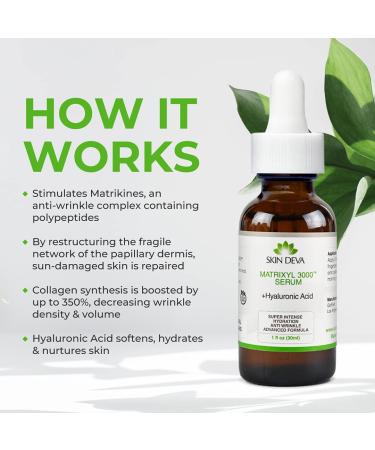SKIN DEVA 1 fl oz Matrixyl 3000 Hyaluronic Acid Serum - Anti Aging Moisturizer & Collagen Repair Formula - Buy Online on GoSupps.com