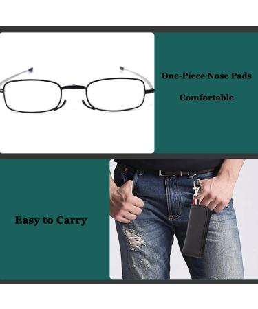 Buy Foldable Mini Metal Blue Light Filter Reading Glasses - Lightweight Anti-Blue Computer Glasses for Men & Women - Includes Gray Case - 2.5x Magnification - Buy Online on GoSupps.com