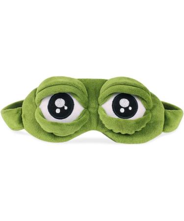 Unisex 3D Cute Frog Eye Mask Cover - Green Cartoon Sad Frog Design for Sleeping, Rest, Travel - Funny Anime Gift - Buy Online on GoSupps.com