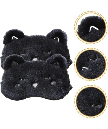 2pcs Cute Black Cat Sleeping Masks for Kids, Girls, and Women | Soft Plush Eye Mask Blindfold Cover | Ideal Eyeshade for Teens Girls - Buy Online on GoSupps.com