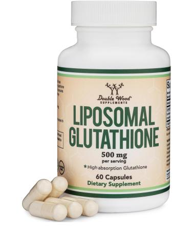Liposomal Glutathione Supplement 500mg per Serving 60 Capsules (Vegan Safe Non-GMO) Max Absorption Liposomal Glutathione with Genuine Smell and Taste by Double Wood