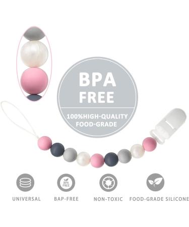 Flow Fire Silicone Dummy Clip - 2PCS Pink Baby Dummy Clips for Soothers and Dummies - Buy Online on GoSupps.com