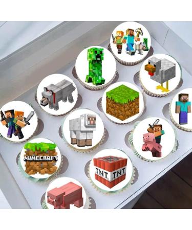 Pre-Cut Minecraft 1A Edible Stand up Wafer Paper Cupcake Toppers Cake Decorations Birthday Party (12) - Buy Online on GoSupps.com