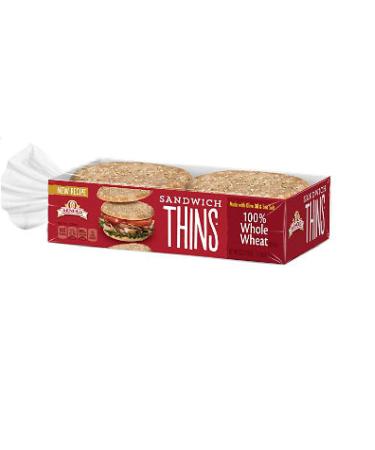 Arnold Select Sandwich Thins Whole Wheat 12 oz (Pack of 6) - 2 Packs
