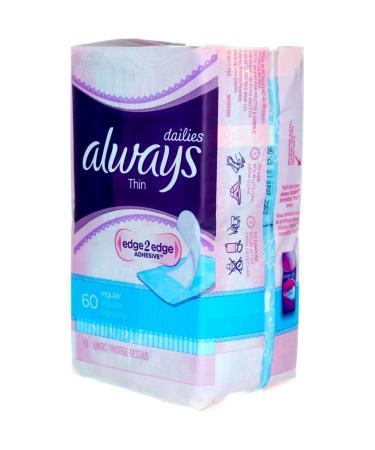 Always Dailies Liners Thin Regular 60 Ct (2 Pack) - Stay Fresh All Day - Buy Online on GoSupps.com